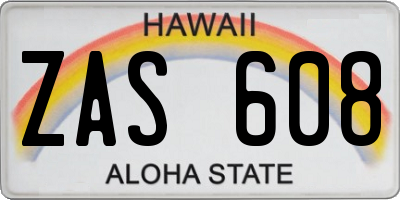HI license plate ZAS608