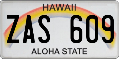 HI license plate ZAS609