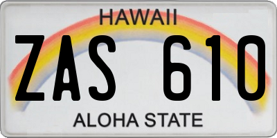 HI license plate ZAS610