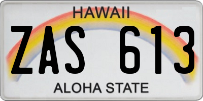 HI license plate ZAS613