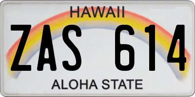 HI license plate ZAS614