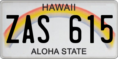 HI license plate ZAS615