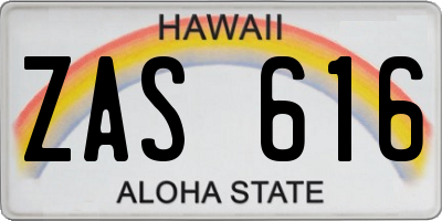 HI license plate ZAS616