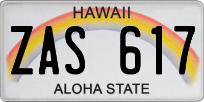 HI license plate ZAS617
