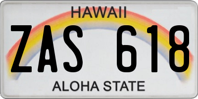 HI license plate ZAS618
