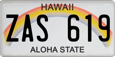 HI license plate ZAS619