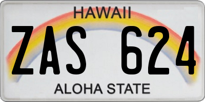 HI license plate ZAS624