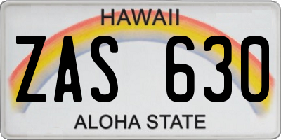 HI license plate ZAS630