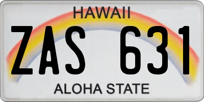 HI license plate ZAS631