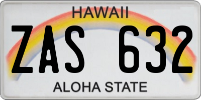 HI license plate ZAS632