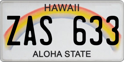 HI license plate ZAS633