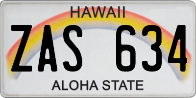 HI license plate ZAS634