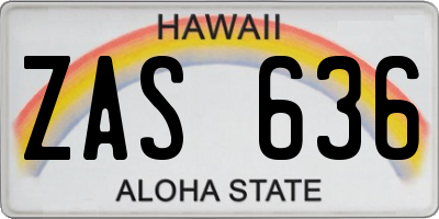 HI license plate ZAS636