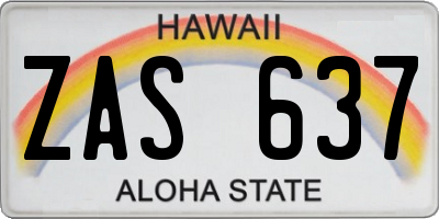 HI license plate ZAS637