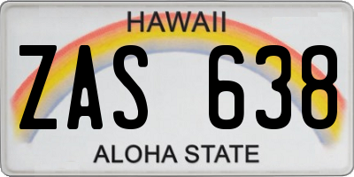 HI license plate ZAS638
