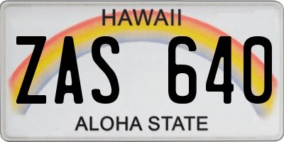 HI license plate ZAS640