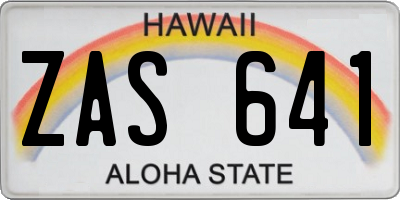 HI license plate ZAS641