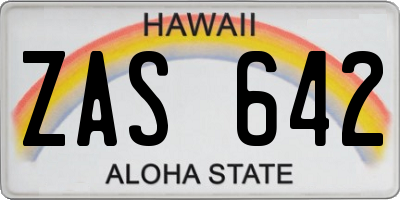 HI license plate ZAS642