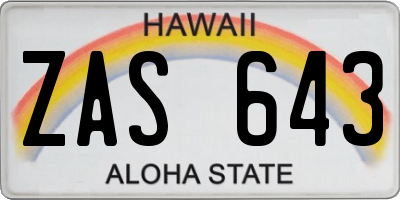 HI license plate ZAS643