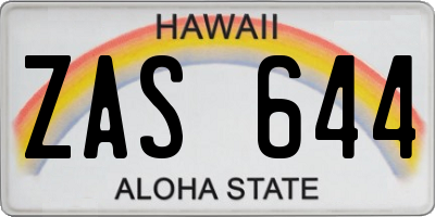 HI license plate ZAS644