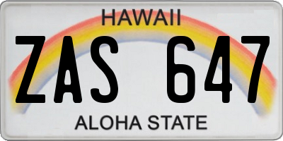 HI license plate ZAS647