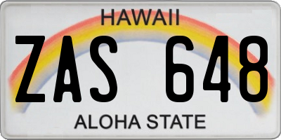 HI license plate ZAS648