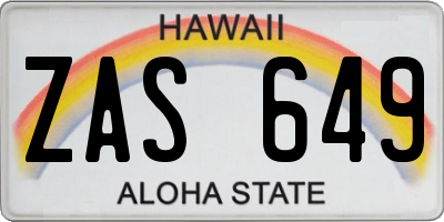 HI license plate ZAS649