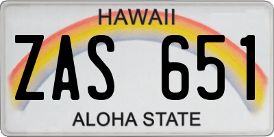 HI license plate ZAS651