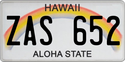 HI license plate ZAS652