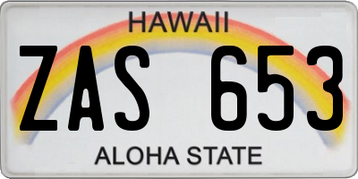HI license plate ZAS653