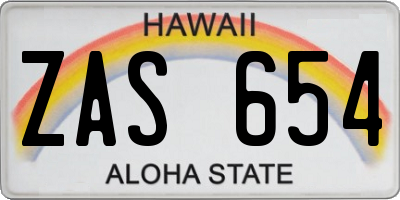 HI license plate ZAS654
