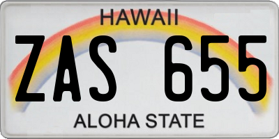 HI license plate ZAS655