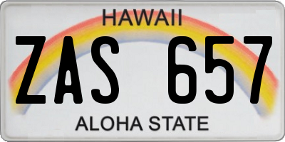 HI license plate ZAS657