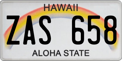 HI license plate ZAS658