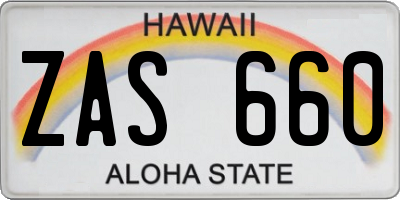 HI license plate ZAS660