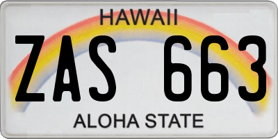 HI license plate ZAS663