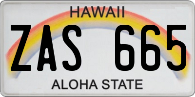 HI license plate ZAS665