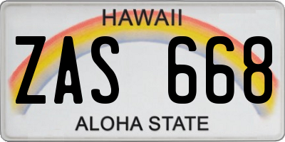 HI license plate ZAS668