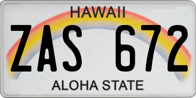 HI license plate ZAS672
