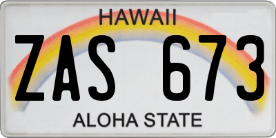 HI license plate ZAS673