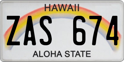 HI license plate ZAS674
