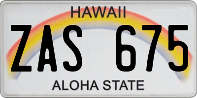 HI license plate ZAS675