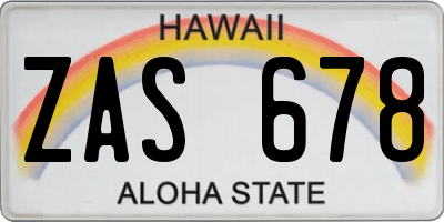 HI license plate ZAS678