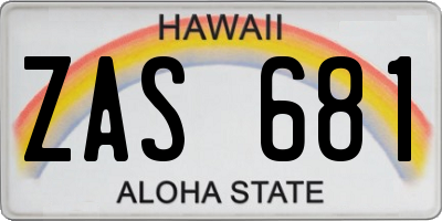 HI license plate ZAS681