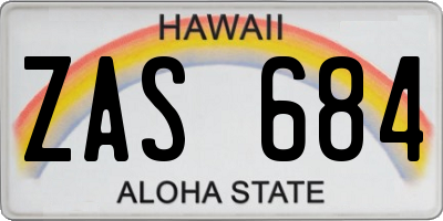 HI license plate ZAS684