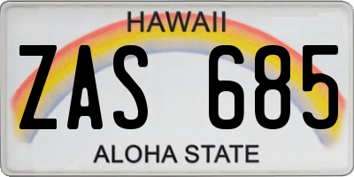 HI license plate ZAS685
