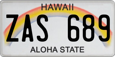 HI license plate ZAS689