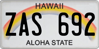 HI license plate ZAS692