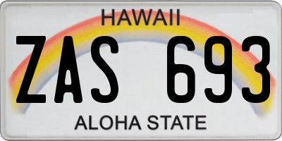 HI license plate ZAS693