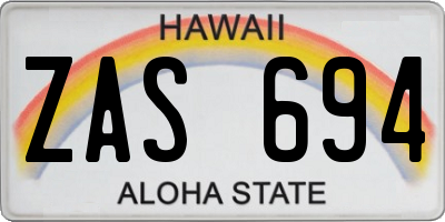 HI license plate ZAS694